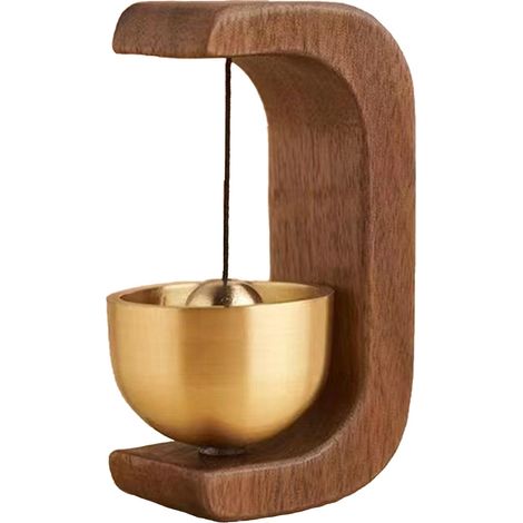 Dopamine - Carillon à vent magnétique fait à la main - Autocollant de réfrigérateur - Sonnette de porte d'entrée - Rappel d'ouverture de porte - Sonnette magnétique pour la maison (noyer type C) (1/5)