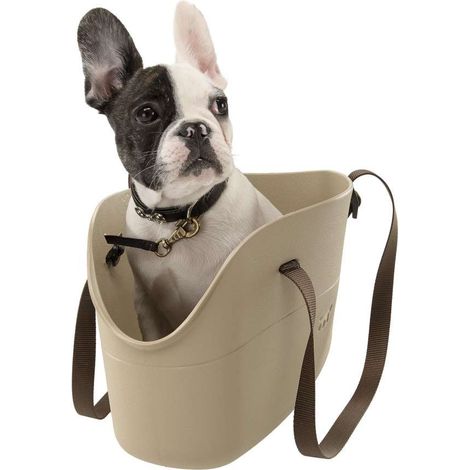 Ferplast WITH-ME SMALL Borsa in resina per il trasporto di cani di piccola taglia. Diversi colori moda.. Variante - Misure: 14 x 35 x h 22 cm - Tortora