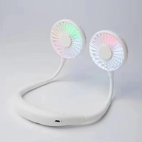 Tragbarer, wiederaufladbarer Nackenventilator, geräuschloses USB-Laden (Weiß) (1/5)