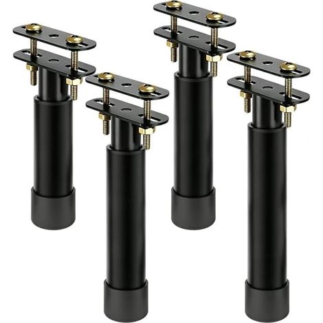 Lot de 4 Pieds de Lit Réglables en Hauteur 12-18cm – Hauteur Standard pour La Plupart des Lits, Support pour Sommier à Lattes, Rangement sous Lit, Noir Antidérapant – Installation sans Perçage (1/4)