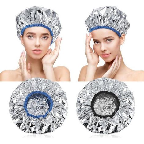 Bonnets Chauffants - Lot de 4 - Pour Soin Capillaire Profond - En Aluminium Épais - Bonnets Vapeur pour Douche (1/2)