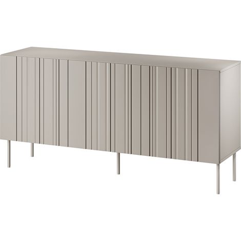 Buffet Spirano, buffet de salon à trois portes battantes et compartiments intérieurs, surélevé du sol, 151 x 42 x 75 cm, beige (1/4)