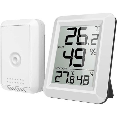 Thermomètre d'intérieur et d'extérieur avec écran LCD et interrupteur (blanc) (1/4)