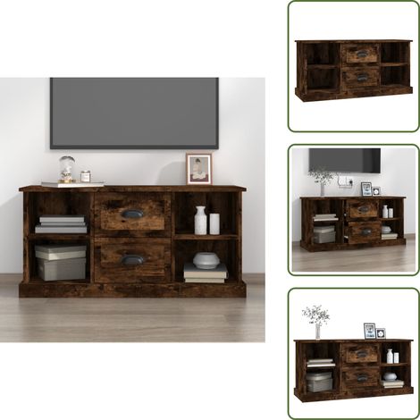 TV-Schrank Räuchereiche 99,5x35,5x48 cm Holzwerkstoff - TV Schrank - Holzmöbel - Fernsehtisch - Regal - Wohnzimmermöbel (1/5)