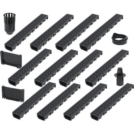 Caniveaux de drainage, 12 pièces, plastique, 12 m (1/5)