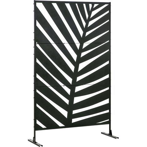 Brise-Vue Panneau Occultant Décoratif AoSenYunZhou Motif Palmier en Acier Laqué 122x198 cm Noir pour Jardin Terrasse (1/5)