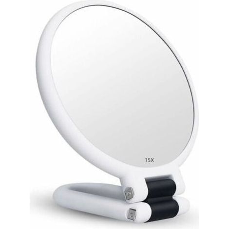 15x Vergrößerungsspiegel, klappbarer doppelseitiger Spiegel für verschiedene Make-up-Details (weiß) (1/5)