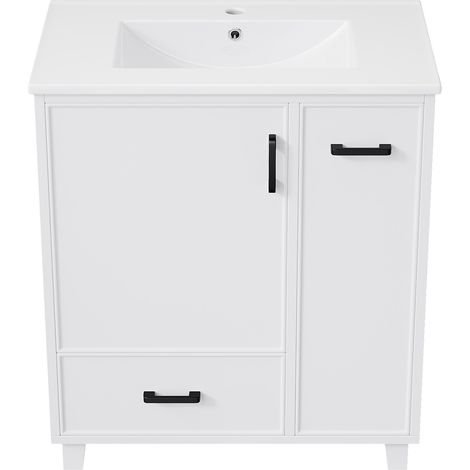 Mobile bagno con lavabo in ceramica integrato 76,5 x 47 x 82 cm MDF laccato bianco HOMVRA (1/5)
