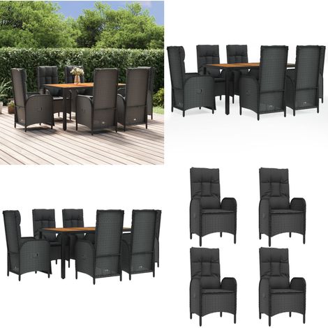 7-tlg. Garten-Essgruppe mit Kissen Schwarz Poly Rattan - Garten Essgruppe - Garten Essgruppen - Home & Living (1/5)