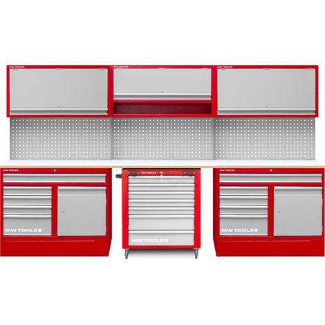 Mobilier d'atelier 3,3 m avec servante d'atelier MW Tools PRACO355W
