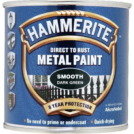 Hammerite Direct to Rust Smooth Finish Metal Paint in Dark Green, 250ml