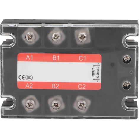 Relais statique triphasé 25A AC-AC 480V pour systèmes industriels, machines CNC et emballage. Régulateur SSR 3 phases. (1/5)