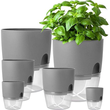 iDattel Blumentopf 6er Set selbstbewässernd für Küchenkräuter (1/5)