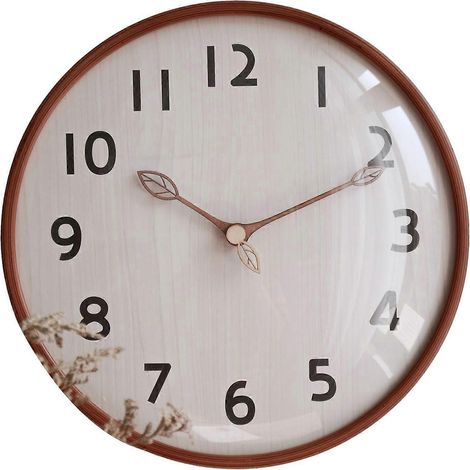 Retro-Wanduhr aus Holz, leise, dekorativ, rund, 30 cm Durchmesser, für Schlafzimmer und Wohnzimmer