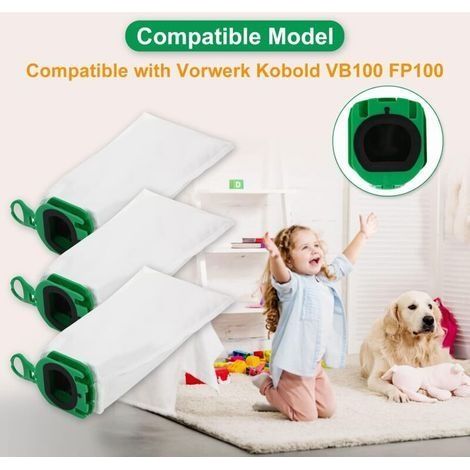 10er-Pack Staubsaugerbeutel für Vorwerk Kobold VB100 VB 100 FP100 FP 100 Hochwertige Filterbeutel für Kobold VB100 Staubsauger (ohne Filter) (1/4)