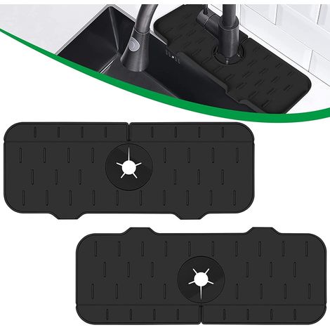 Lot de 2 tapis de protection anti-éclaboussures en silicone pour évier de cuisine, salle de bain, robinet