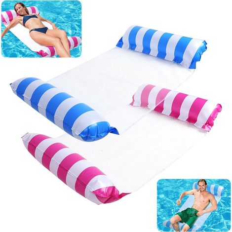 Lot de 2 matelas gonflables pour piscine, hamac aquatique, chaise longue pour lac, pour enfants et adultes (1/5)