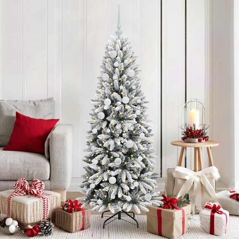 Künstlicher Weihnachtsbaum mit 150 LEDs mit Ständer Weiß 150 cm