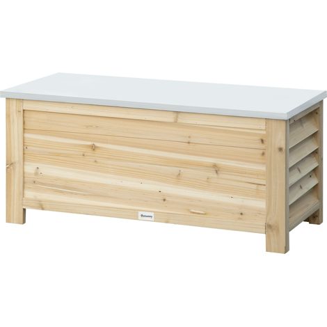 Gartenbox aus Holz, 155 l, Deckel aus verzinktem Stahl, Gasdruckfedern, 110 x 50 x 50 cm