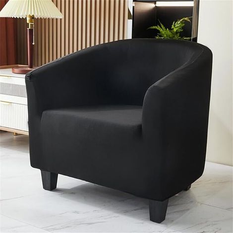 Copripoltrona singolo, tinta unita, copripoltrona elasticizzato alla moda, copripoltrona club, copripoltrona convertibile, copridivano lavabile, protezione per poltrona a vasca (nero) (1/4)