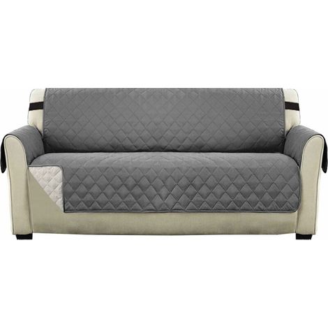 Sofa Covers Reversible Quilted Furniture Protector Cover, Sofa Covers for 3 Seater Couch with 2" Elastic Strap,  Couch Cover 3 Seater Machine Washable (Grey) (1/5)