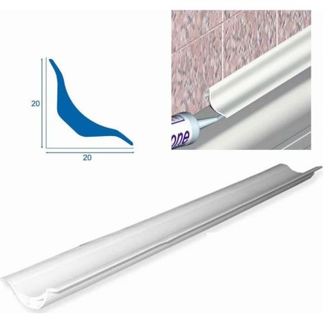 PROFILO RACCORDO IGIENICO PVC BIANCO ANGOLO INTERNO ARROTONDATO H 2,50 MT-10 PZ