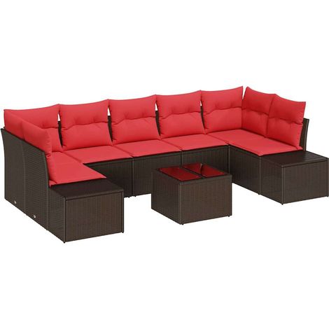 Set Divano da Giardino con cuscino 8 pcs Marrone polyrattan vidaXL