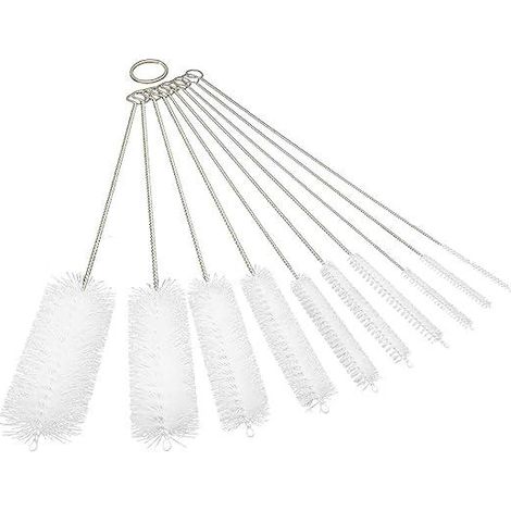 10 Brosse Nettoyage pour Pailles, Biberons, Verres, Claviers et Bijoux - Lot de 10, Blanc, Accessoire Ménager (1/5)