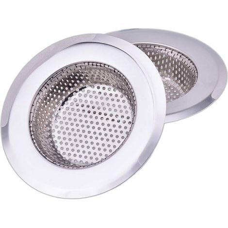 Crépine d'évier de cuisine robuste en acier inoxydable avec rebord de 4,5 pouces de diamètre, grande taille (paquet de 2) (1/5)