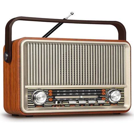 Radio portátil vintage - Radio AM/FM/SW con Bluetooth - Batería de 1800 mAh - USB/TF/AUX - Ideal para personas mayores (1/5)