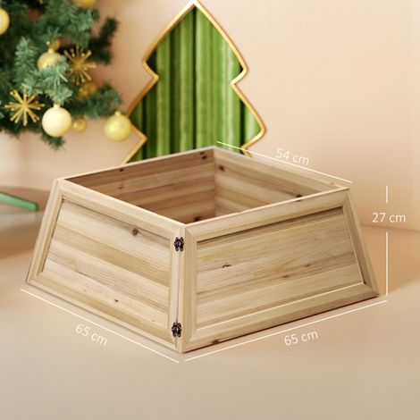 Jupe de sapin de Noël de 65 x 65 cm collier de sapin en bois naturel (1/5)