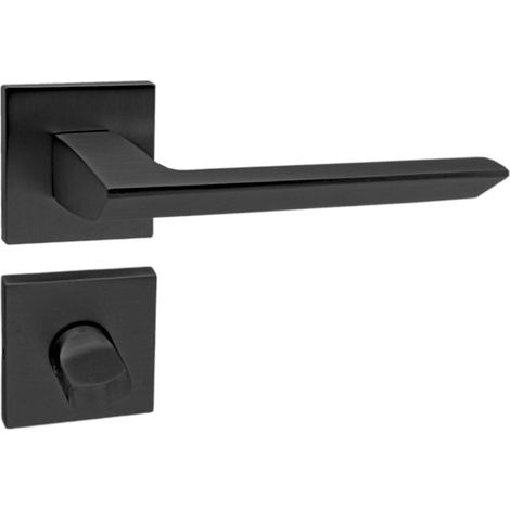 DOMINO Poignée de porte ELENA QR SLIM Noir WC Poignée avec rosace WC Noir