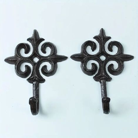 2 Vintage-Wandhaken aus Gusseisen, rustikale Metallgarderobe für Haus, Garten und Gartendekoration (1/3)