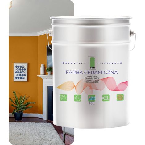 PINTURA CERÁMICA PARA PAREDES LAVABLE COLOR MOSTAZA DORADA 10L RESISTENTE A LAS MANCHAS (1/5)