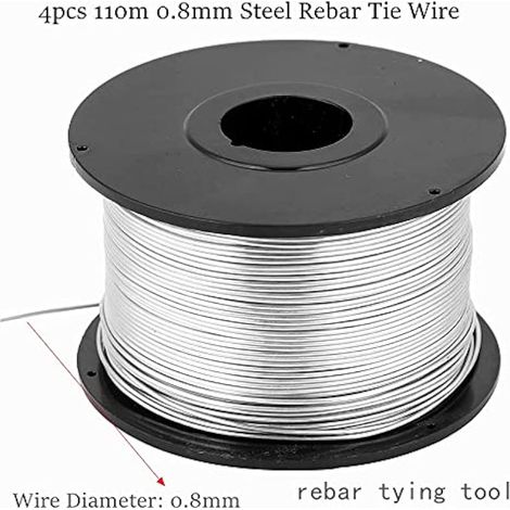 Fil d'acier de 110 m et de 0,8 mm pour ligature automatique de barres d'armature (4 pièces) (1/5)