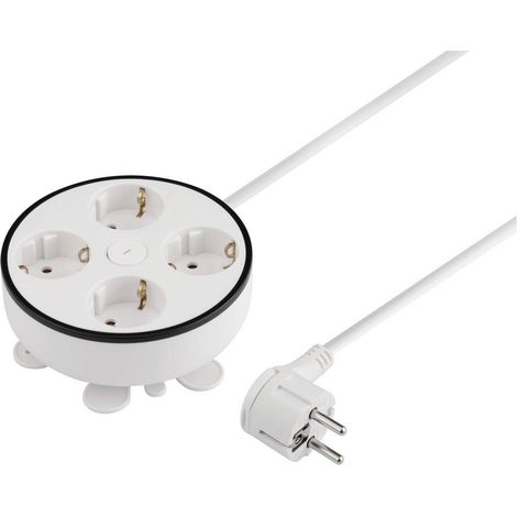 Sygonix SY-5806892 Avvolgicavo 1.5 m Bianco Spina schuko (1/5)