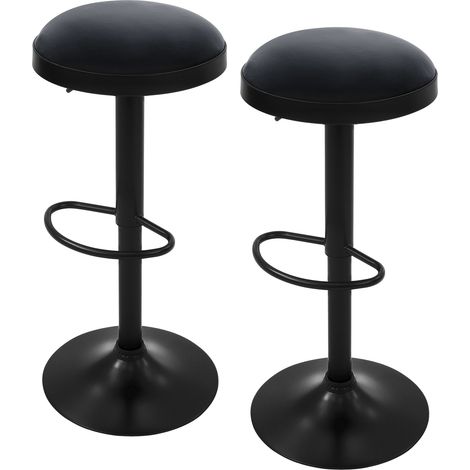 ML-Design Sgabelli per cucina regolabili in altezza imbottiti in schiuma set 2 sedie alte da bar girevoli 360° rivestimento in velluto con struttura in acciaio e poggiapiedi per bancone e isola nero (1/5)