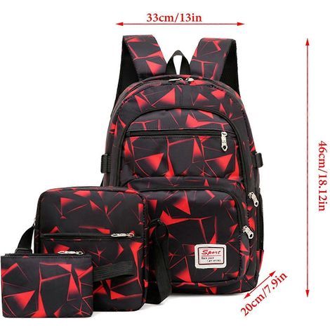 Ensemble de sac à dos scolaire pour enfants, comprenant un cartable imprimé, une sacoche et une trousse, idéal pour les adolescents, filles et garçons.