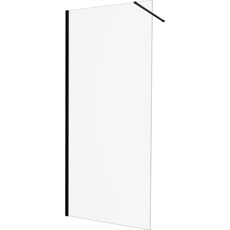 KINEDO - Paroi Douche Solo Design - Verre de 6 mm + Profilé Aluminium - Traitée Anti-Calcaire - Fabriquée en France - L.80 cm x H.200 cm - verre transparent + Profilé Noir Mat (1/5)
