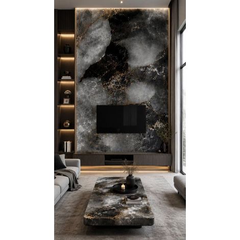 Panneau PVC Marbre Noir Graphite (1/2)