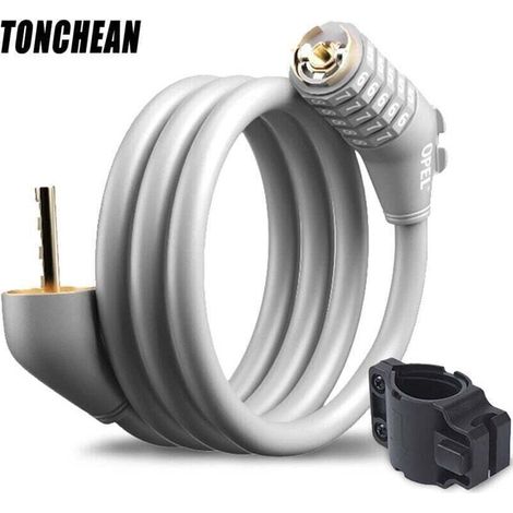 Bicycle Lock, Long Bicycle Lock 120mm x 12mm, Anti-Theft Cable for Bike Scooter Motorcycles Bicycle Gate with 4 Digits Intelligent Code and Bicycle Stroller, Anti-Theft Bicycle Lock Gray (1/4)