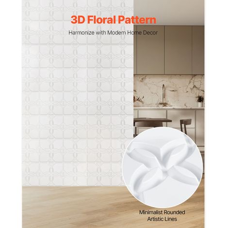 Carrelage mural 3D 33 pièces 30x30 cm PVC blanc mat fleur minimaliste salon chambre plafond salle de jeu 32 pi ca deco interieur (1/5)