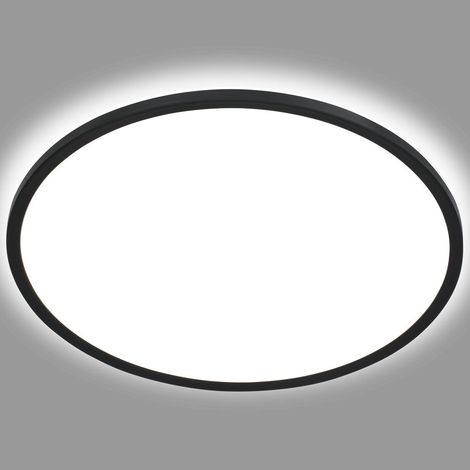 BRILONER SLIM Plafonnier LED ultraplat 42cm rond 22W 3000lm 4000K lumière blanc neutre rétroéclairage Noir lampe plafond salon bureau cuisine couloir