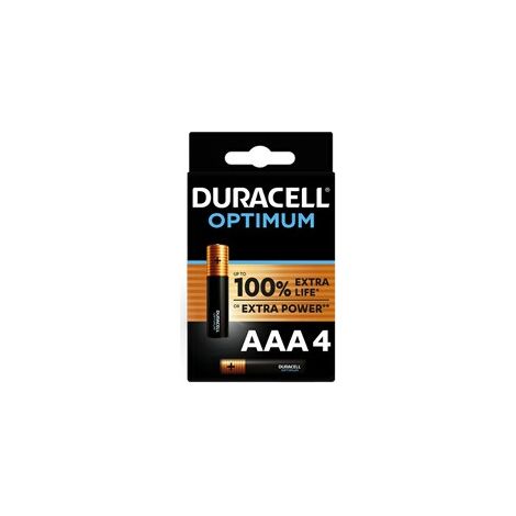 Piles Duracell Pack de 4 piles alcalines AAA Duracell Optimum, 1,5 V LR03 (1/5)
