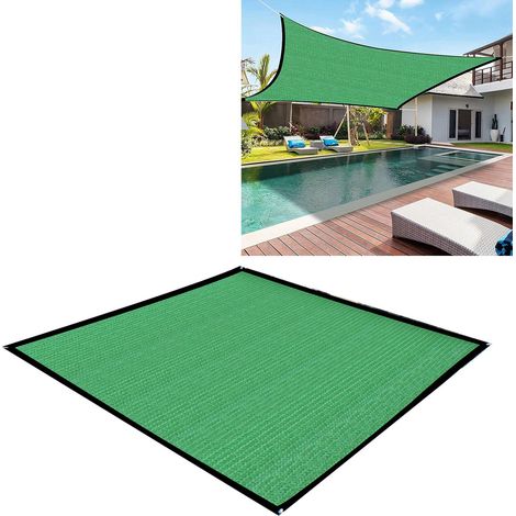 Quadratisches Sonnensegel – Grün mit 14-Punkt-Befestigung – Verschlüsselter und verdickter Sonnenschutz für Garten und Terrasse, 2 x 2 m (1/5)