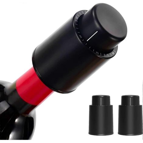 Coffret de 2 bouchons de champagne réutilisables sous vide avec indicateur de date. Bouchons de vin sous vide pour bouteilles de vin. Cadeau idéal pour tous les amateurs de vin. (1/5)