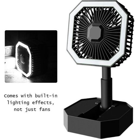 Ventilateur de camping avec lanterne LED, ventilateur rechargeable, ventilateur de tente de camping portable, ventilateur de table U (1/5)