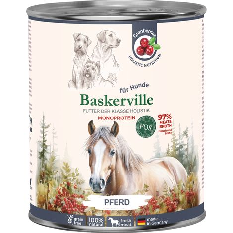 Baskerville Super Premium Alimento húmedo para perros adultos Monoproteína de carne de caballo 800 g (1/3)