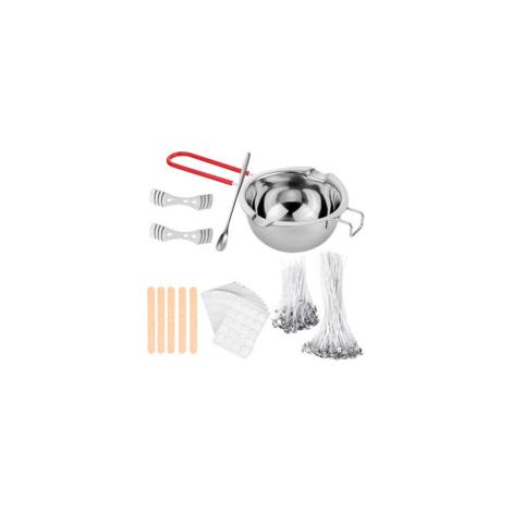 Houhence – Kit de fabrication de bougies DIY – 200 mèches 10/20 cm – 1 pot acier inoxydable – 240 autocollants double face – Supports métal et bois  - Crezuo