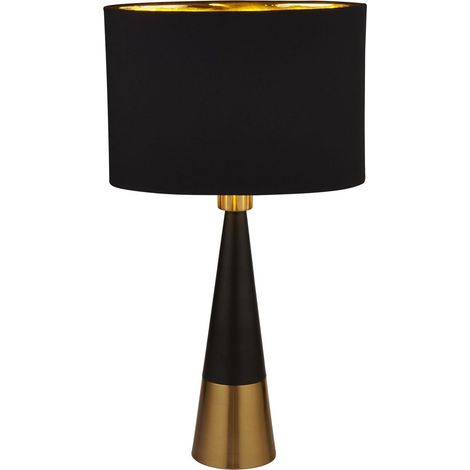 Lampada Da Scrivania Contemporanea Chloe Acciaio Nero Tessuto Rame 1 Luce E27